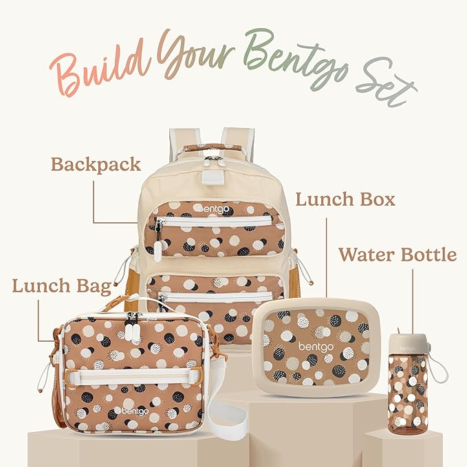 Bentgo Kids Lunch Bag (Whimsy & Wonder Collection) - Durable, Double-Insulated Lunch Bag for Kids 3+; Holds Lunch Box/Water Bottle/Snacks; Water-Resistant Fabric & Zip Pockets (Spots & Dots)