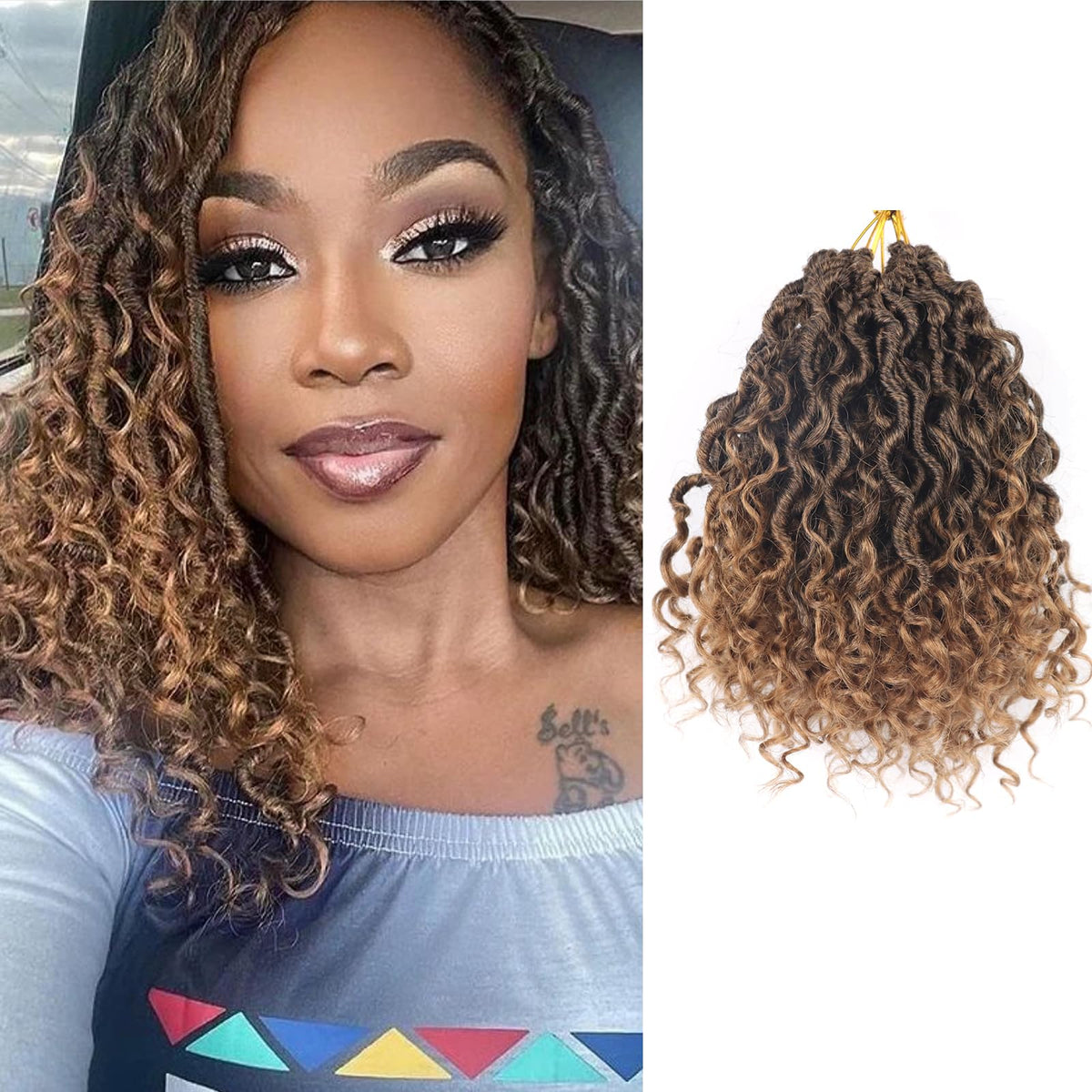 8 Inch Crochet Hair Goddess Locs 7 Packs Bohemian Locs Crochet Hair With Curly Ends Pre Looped Soft Faux Locs Crochet Hair For B