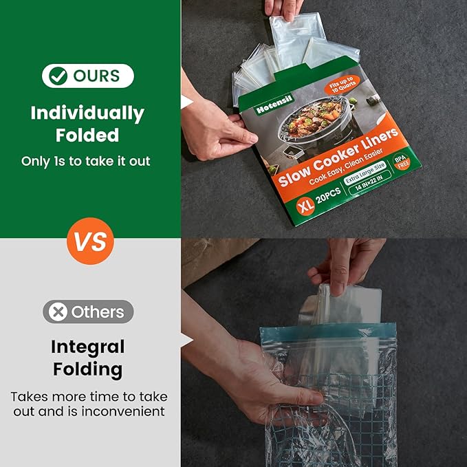 Slow Cooker Liners, Hotensil 14"x 22" 30 Count Cooking Bags Large Size Disposable Pot Liners, Fit 6QT to 10QT for Slow Cooker Cooking Trays, Multi-Purpose Durable Liners Plastic Bags, BPA Free