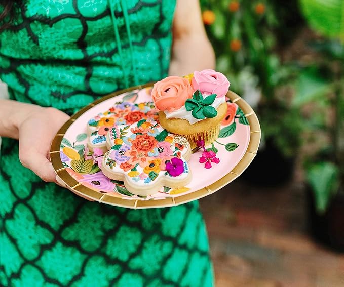 RIFLE PAPER CO. Garden Party Large Plates, Vibrant Floral Design, Perfect for Parties and Celebrations, Durable and Stylish Tableware to Add a Fun, Elegant Touch to Any Event or Gathering