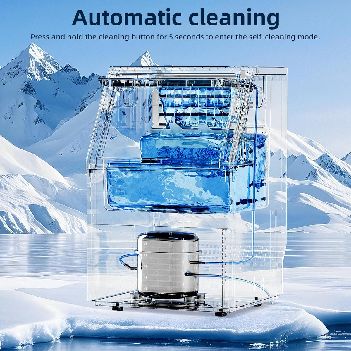 Antarctic Star Commercial Ice Maker Machine 79Lbs/24H, Self-Cleaning, Ice Scoop, Freestanding Ice Cube Machine for Home, Bar, Restaurant, Coffee Shop