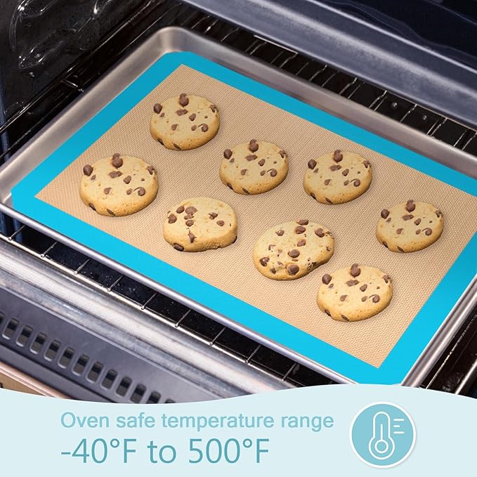 Silicone Baking Mat, Reusable Silicone Mats for Baking Set of 3, Non-Stick Baking Supplies for Pastries, Cookies, Macaroons, Bread