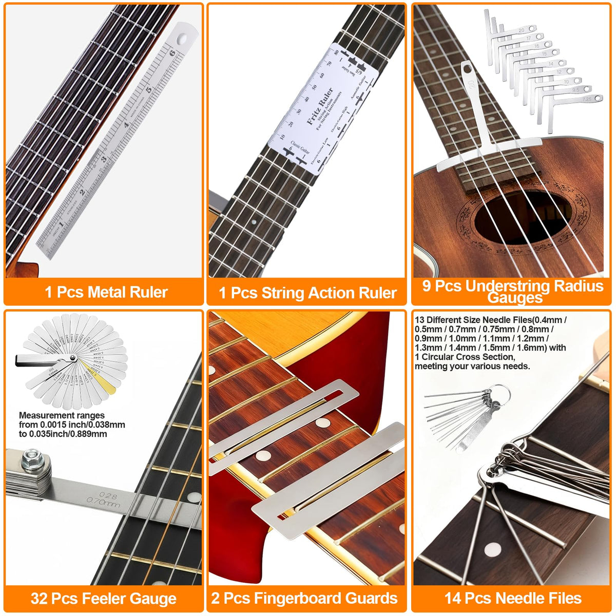 146 Pcs Guitar Tool Kit, Professional Guitar Repair Kit, Guitar Maintenance Kit with Guitar Tools Accessories and Carry Bag, Guitar Setup Kit for Electric Guitar Acoustic Guitar Ukulele Banjo Bass