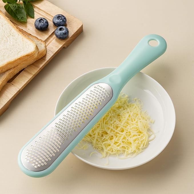 Lemon Zester Grater with Handle - 2-Piece Lemon Zester & Cheese Grater for Parmesan, Ginger, Garlic, Nutmeg, Chocolate