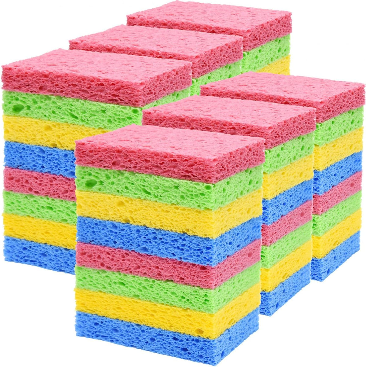YoleShy 48 Pack Sponges Kitchen Natural Compressed Cellulose Sponges Durable Dish Sponge for Cleaning & DIY for Kids Reusable