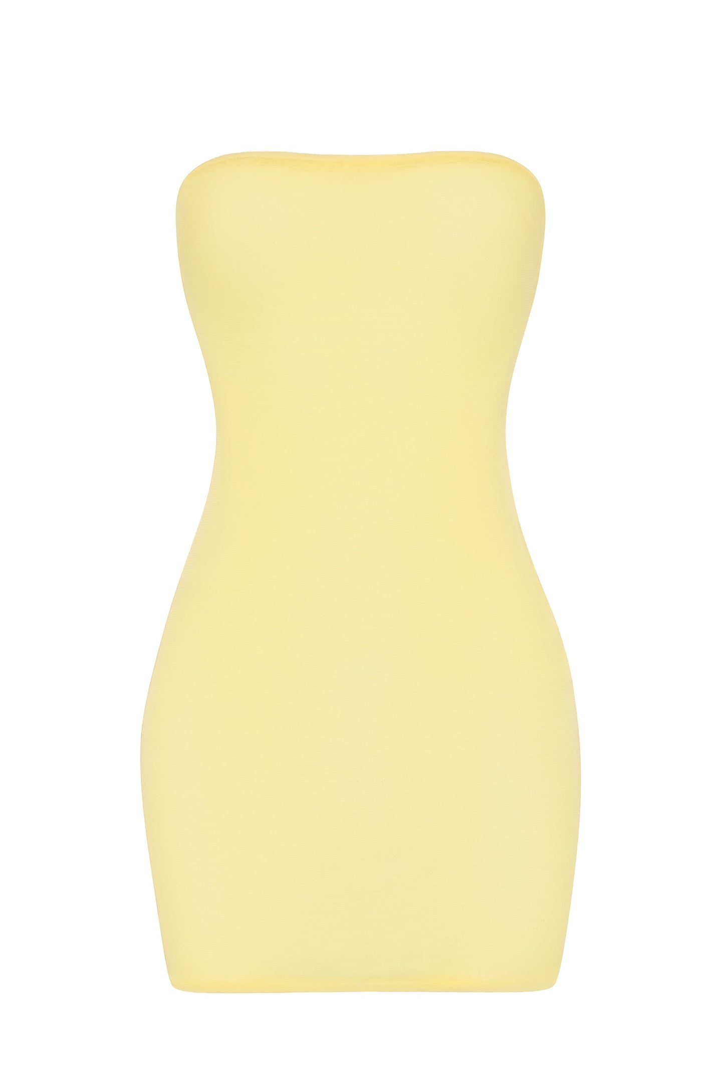 Soft Sheer-Mesh Bandeau Mini Slip Dress in Yellow
