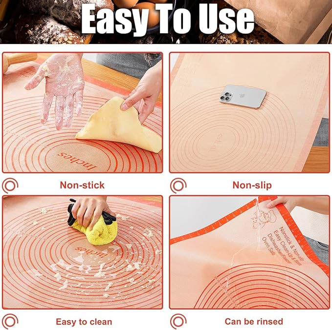 Silicone Pastry Mat 36x24 Inch Extra Large Baking Mat with Measurements, Nonstick Kitchen Counter Mats for Dough, Pastry, Dough Rolling, Kneading Board, Pie Crust, Fondant, Bread, Pasta, Pizza