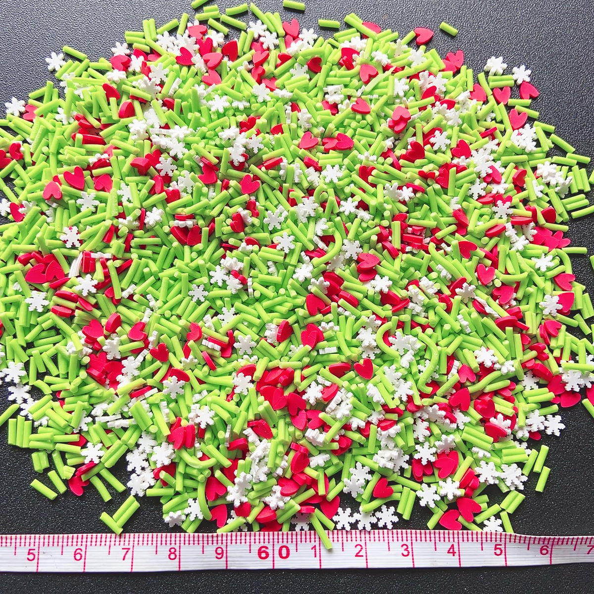 EHOPE Fake Sprinkles Resin Sprinkles Fake Candy Sprinkles Clay Sprinkles Polymer Sprinkles Polymer Clay Slices for Nail Art DIY Crafts Cake Phone Case(40G-Green Sugar granules+ Heart-18)