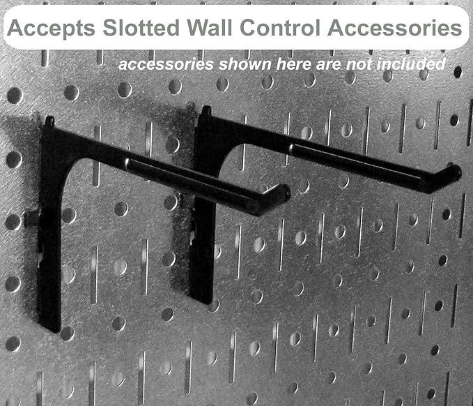 Wall Control Kitchen Pegboard Organizer Pots and Pans Storage Rack Organization Kit with Green Pegboard and Black Accessories