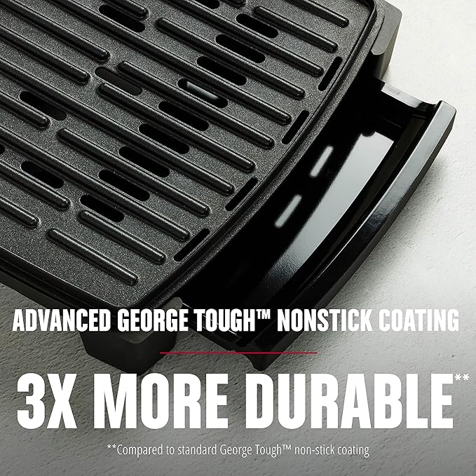 GEORGE FOREMAN® Contact Submersible™ Grill, 5-Serving Grill - Adjustable Temperature Control, Black Plates, Wash the entire grill