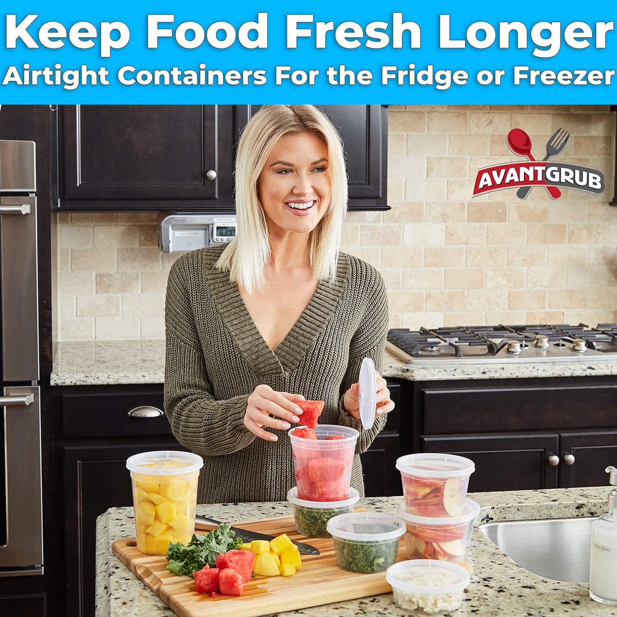 Deli-Grade BPA-Free 8oz Plastic Containers with Lids 24ct. Leakproof Microwavable Portion Container for To-Go Orders, Food Prep and Storage. Reusable Takeout Cups for Restaurant, Cafe and Catering.