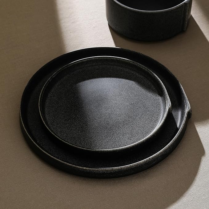 Stone Lain Bao 4-Piece Salad Plate Set Stoneware, Charcoal