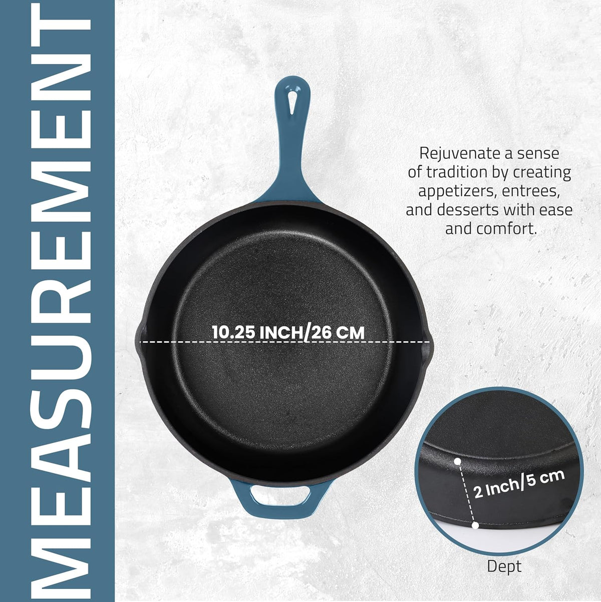 Utopia Kitchen Cast Iron Frying Pan 10.25 Inch, Cast Iron Chefs Pan, Pre Seasoned Skillet, Safe Grill Cookware for Indoor & Outdoor Use, Teal