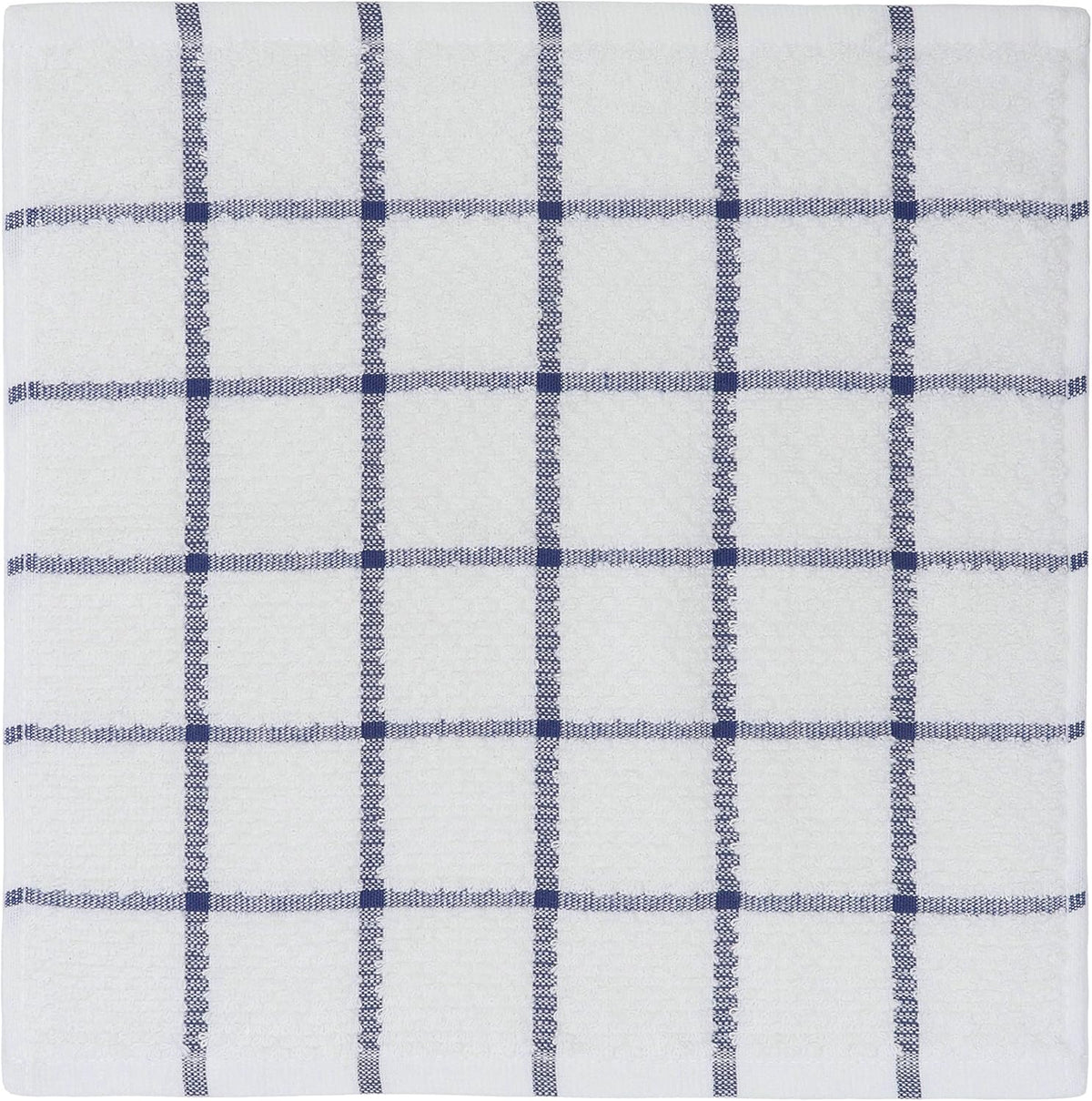 Cotton Grid Dish Cloths, Terry Cleaning Rags, 12 x 12 Inches, Light and Soft, Quick Drying Dish Rags, 8pc/Set (Blue Multi)