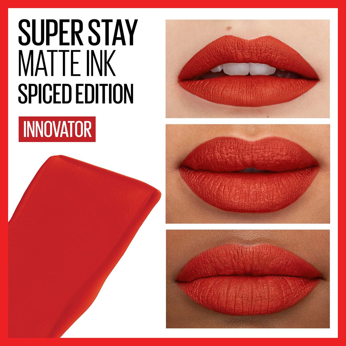 MAYBELLINE Super Stay Matte Ink Liquid Lipstick Makeup Long Lasting High Impact Color Up to 16H Wear Exhilarator Ruby Red and Innovator Cardinal Red 1 Count Each