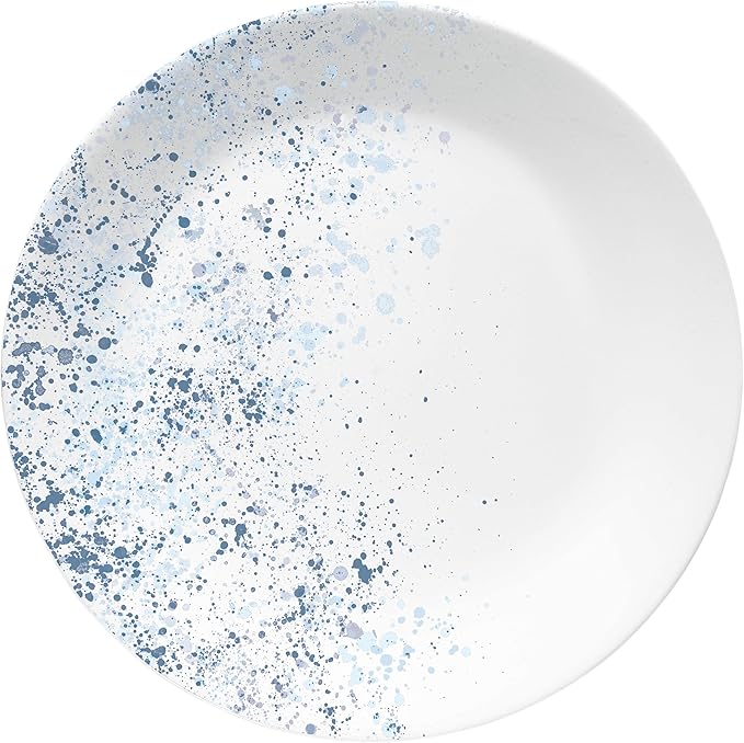 Corelle Vitrelle 18-Piece Service for 6 Dinnerware Set Triple Layer Glass and Chip Resistant, Lightweight Round Plates and Bowls Set, Indigo Speckle
