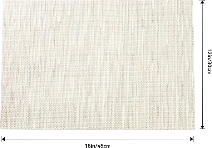 Leetaltree Pale Beige Placemats Set of 12 - Heat Resistant Non-Slip Place mats for Dining Table, Washable Durable PVC Vinyl Woven Table Mats（Pale Beige, 12）