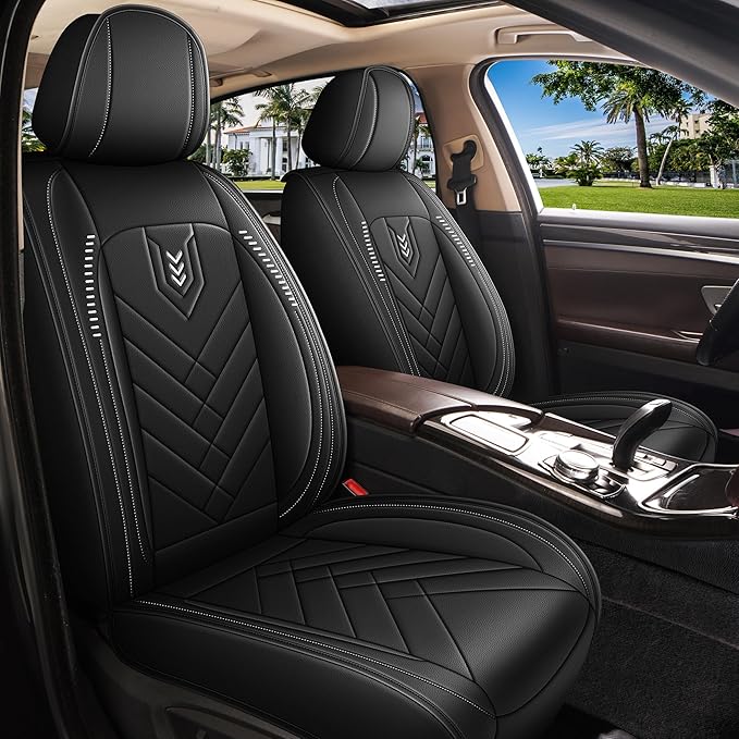AOMSAZTO Car Seat Covers Full Set Fit for Nissan Rogue Sport 2017-2022 Waterproof Faux Leather Car Seat Cushions Automotive 5 Seat Covers Set（Black）