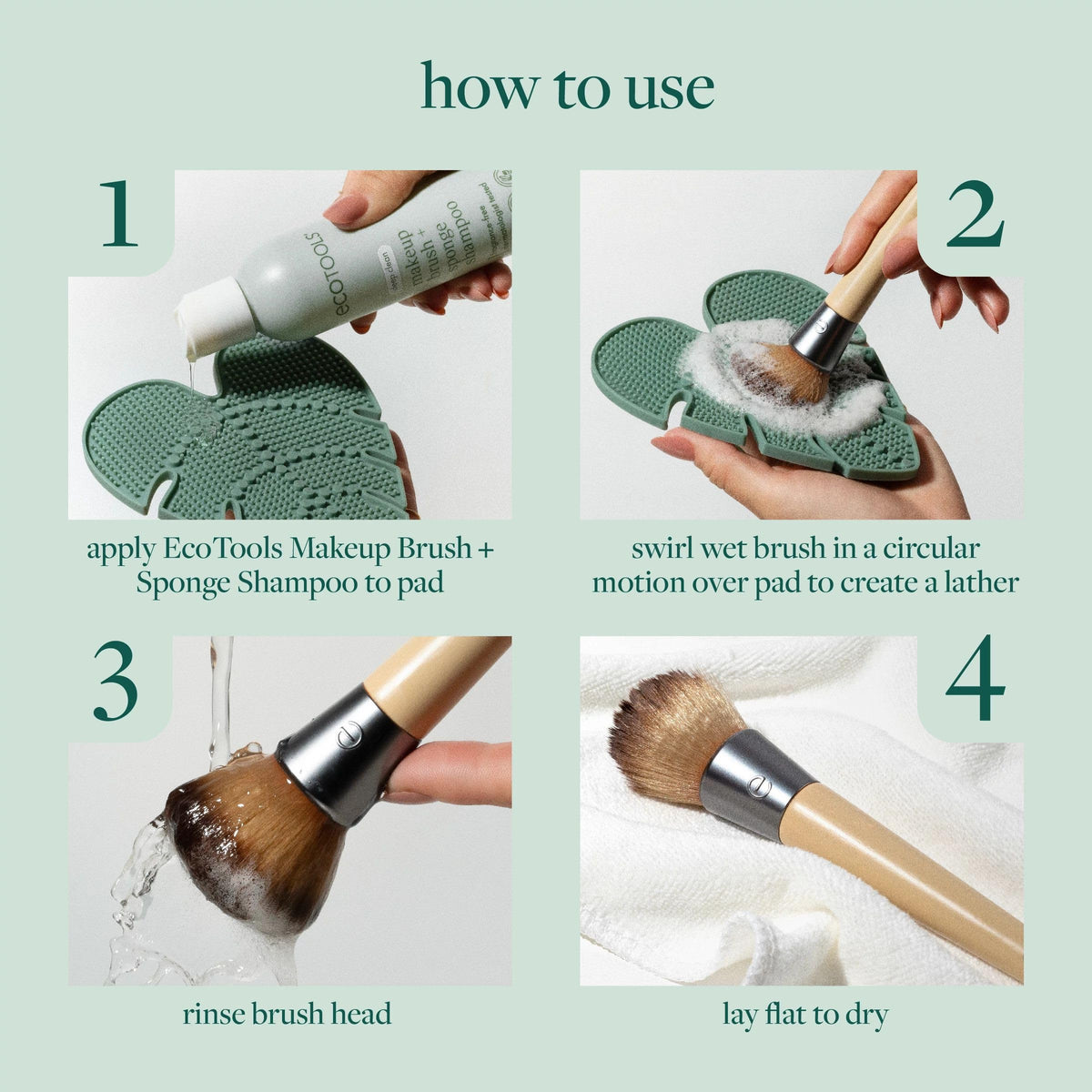 EcoTools Brush Cleaner Mat + Deep Clean Shampoo Bundle, 2 Piece Set