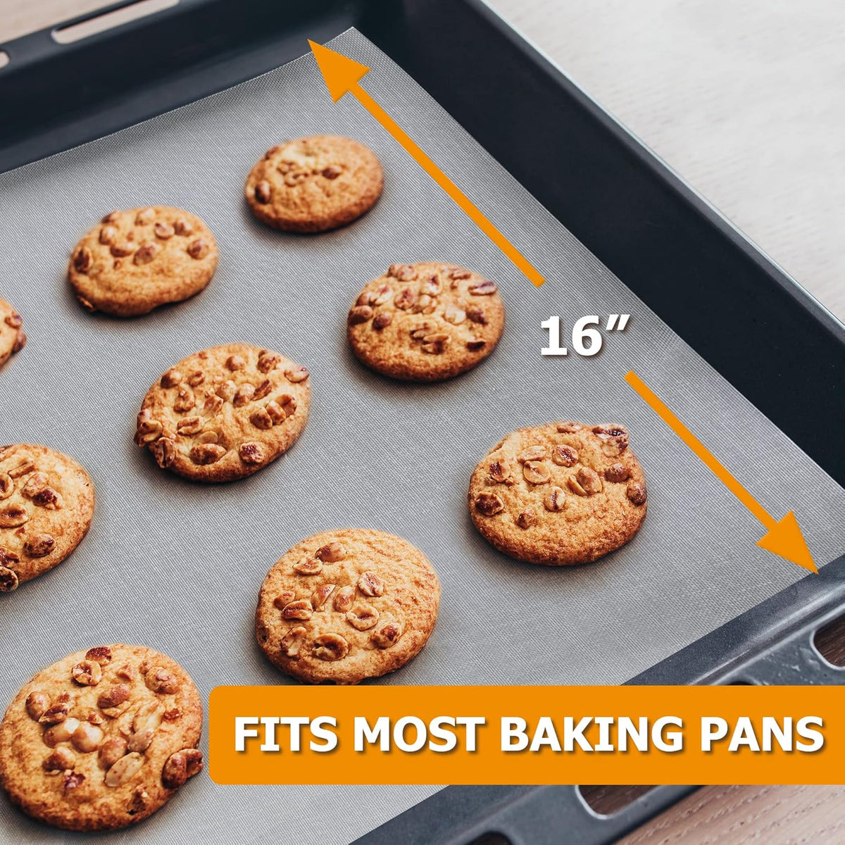 Silicone Baking Mat Roll - Best German Silicone - Non-slip Silicone Pastry Mat, Non-Stick Reusable Air Fryer Linner, Counter Mat, Oven Liner, Freeze Dryer Mat - 16IN x 8FT