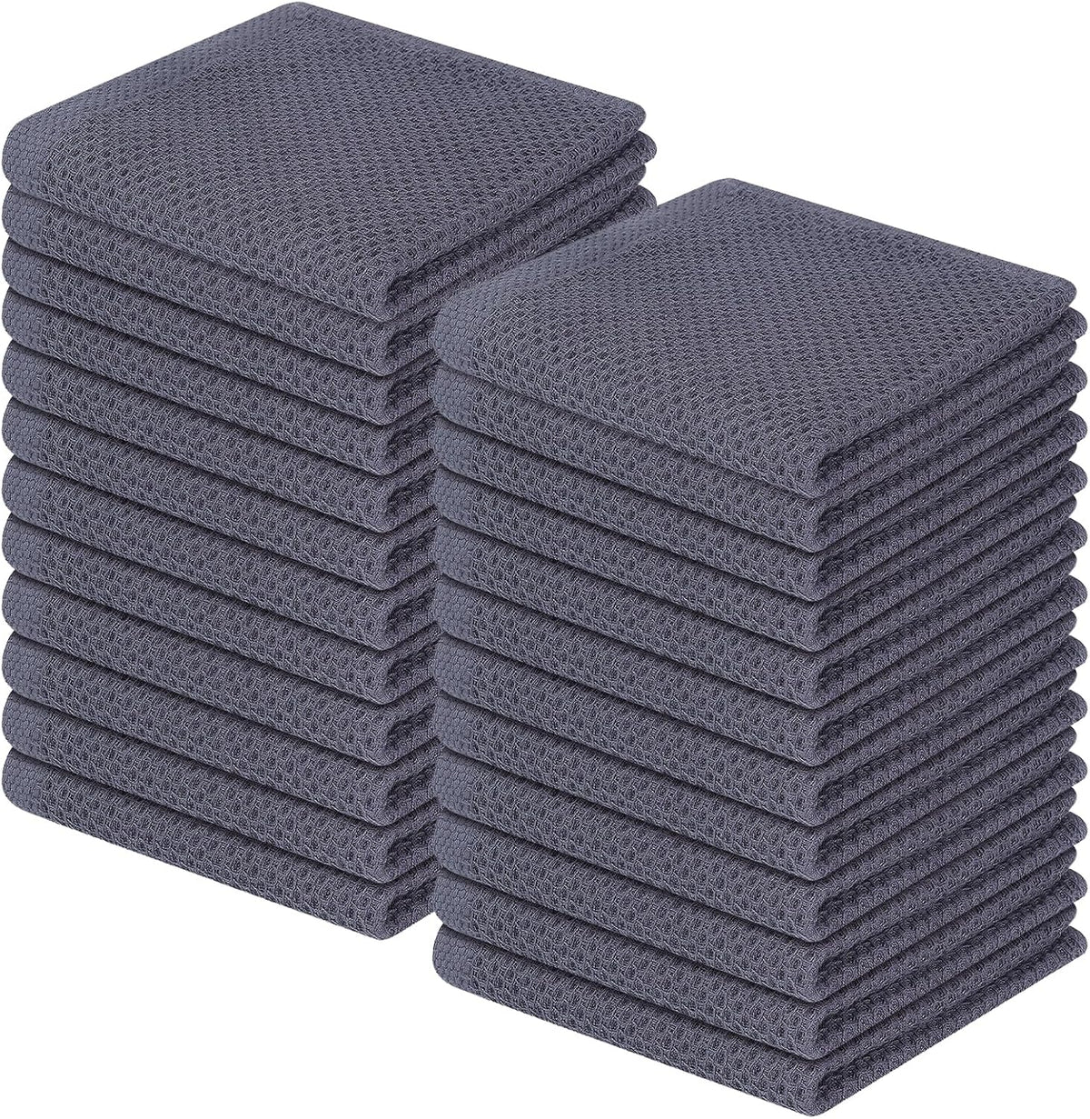 Homaxy 100% Cotton Waffle Weave Kitchen Dish Cloths, Ultra Soft Absorbent Quick Drying Dish Towels, 12 x 12 Inches, 24-Pack, Dark Grey