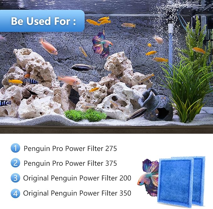 9 Pack Aquarium Rite-Size C Filter Cartridges Compatible with PRO Power Filters 275/375,Power Filters 200/350