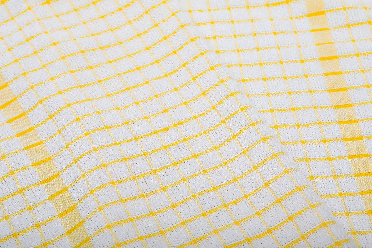 AMOUR INFINI Kitchen Towels Set of 4 - Highly Absorbent, Super Soft Terry Cotton 20x28 Inch Dish Towels with Hanging Loop - Hand & Tea Towels for Cleaning & Drying Dishes (Yellow)