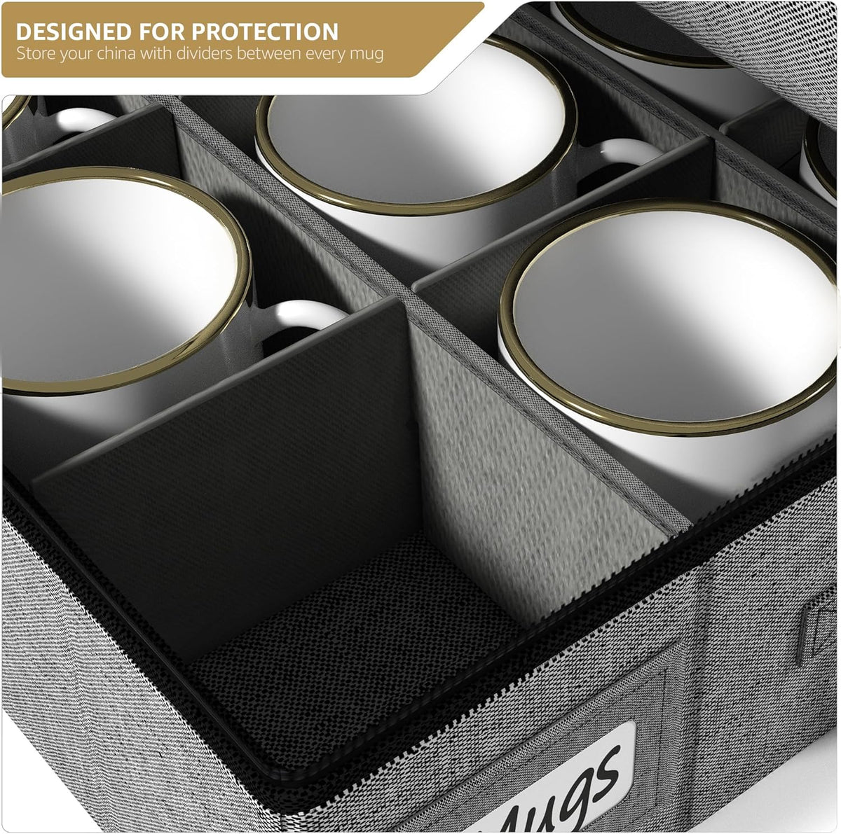 Sorbus Coffee Mug Organizer - Storage Case with Hard Shell, Label Windows, Handles & Dividers (Fits 12 Mugs)