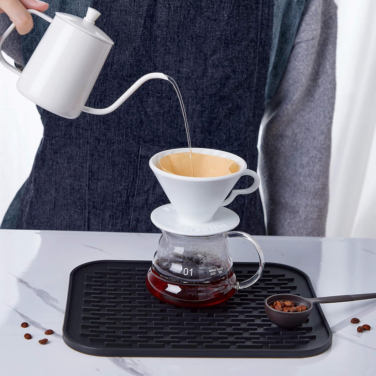 IBanana Necery Drying Mat for Pour Over Coffee Maker Set Bar Service Spill Mat Heat Resistant Silicon Mats Counter Top Dryer Pad Food Gr