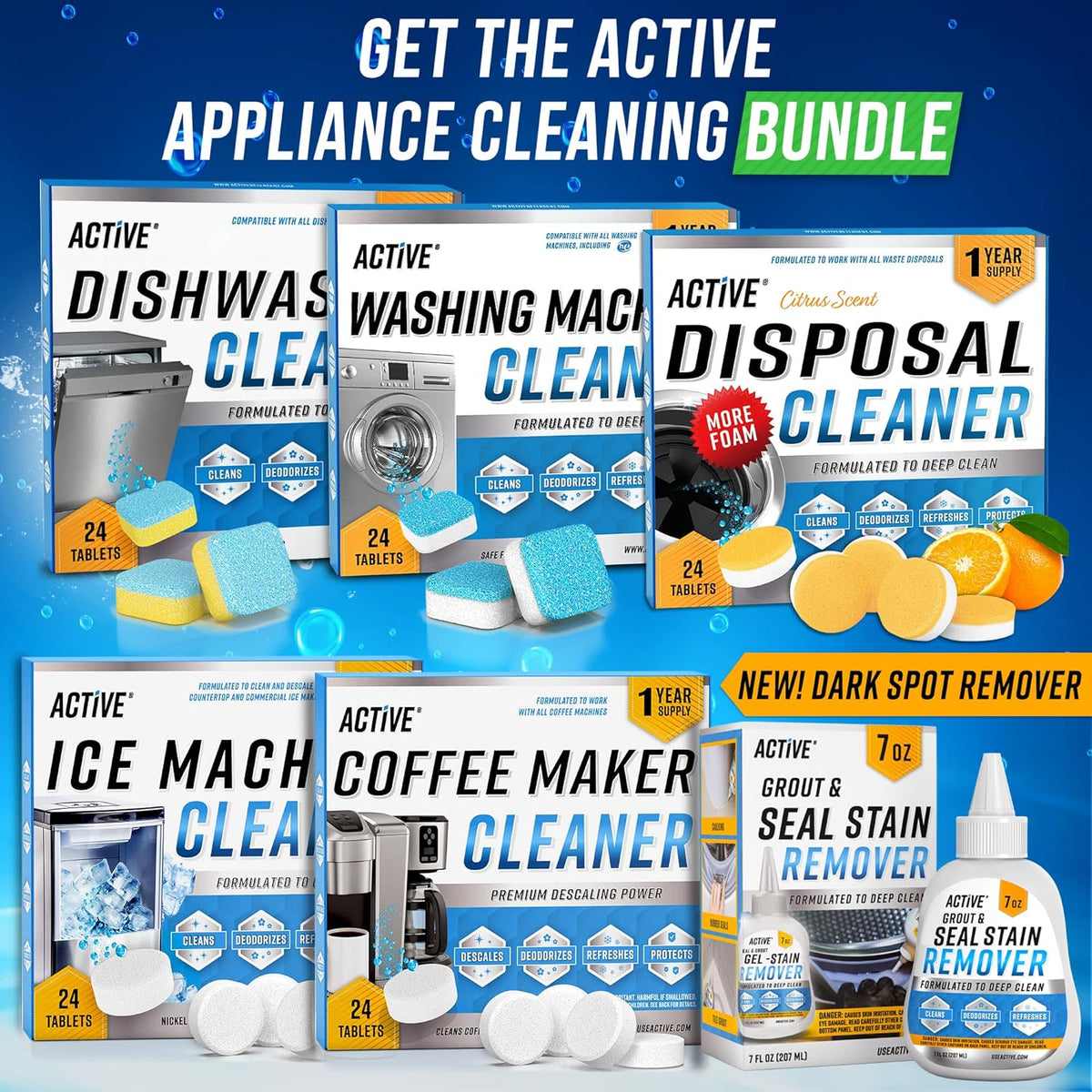 Dishwasher Cleaner And Deodorizer Tablets - 24 Pack Deep Cleaning Descaler Pods for Dish Washer Machine, Heavy Duty, Septic Safe, Natural Limescale Remover, Calcium, Odor, Smell - 12 Month Supply