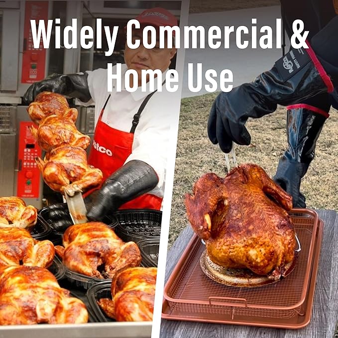 RAPICCA 932°F Heat Resistant BBQ Grill Gloves: Oil Resistant Waterproof for Smoking Grilling Cooking Barbecue Deep Frying Turkey Rotisserie Handling Hot Greasy Meat | Great Stocking Stuffers for Men