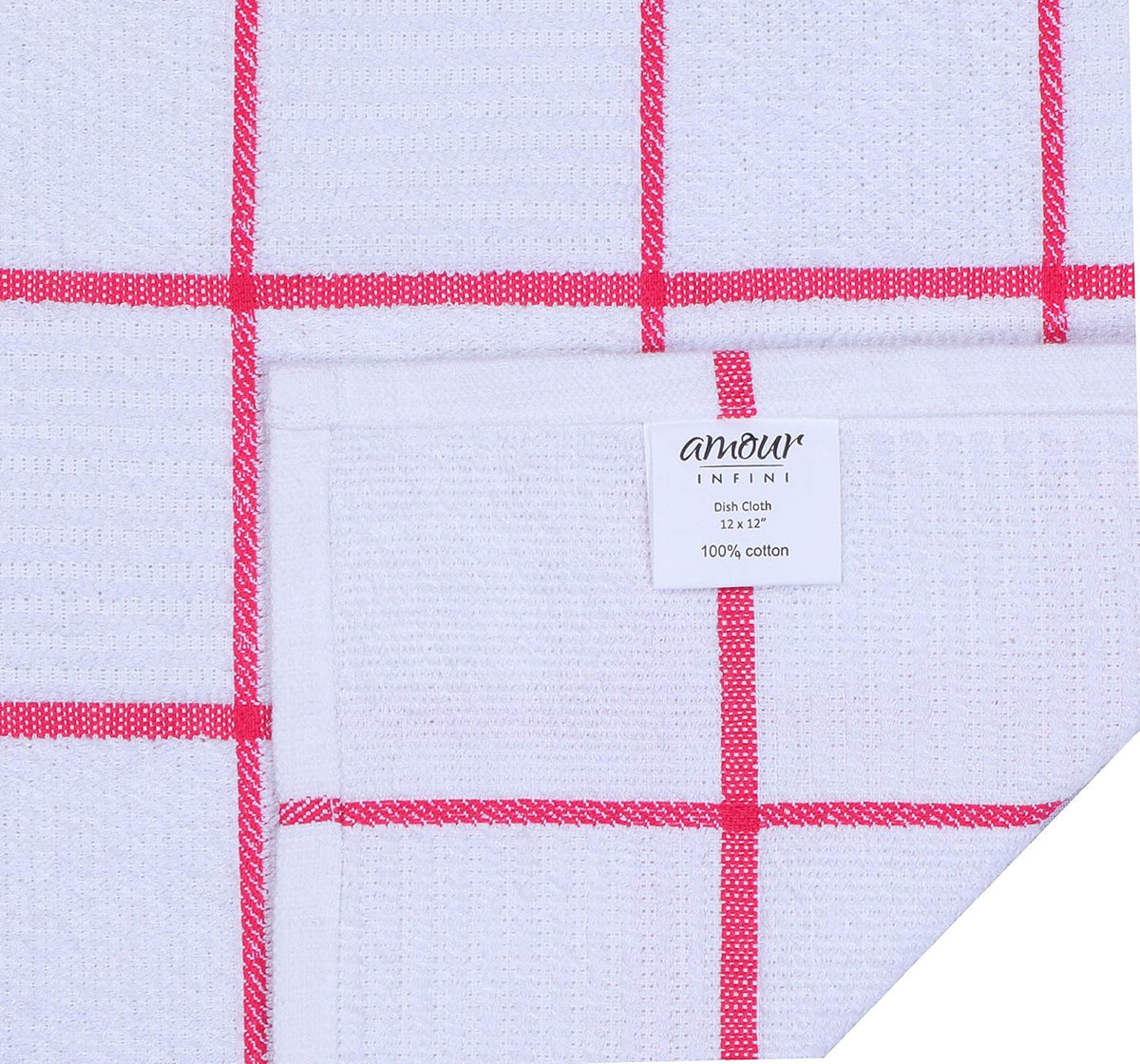 AMOUR INFINI Dish Cloths for Washing Dishes Set of 8 - Highly Absorbent, Super Soft Kitchen Dishcloths - Reusable Quick Dry Dish Rags for Cleaning & Drying Kitchen Linens (12x12 Inch - Pink)
