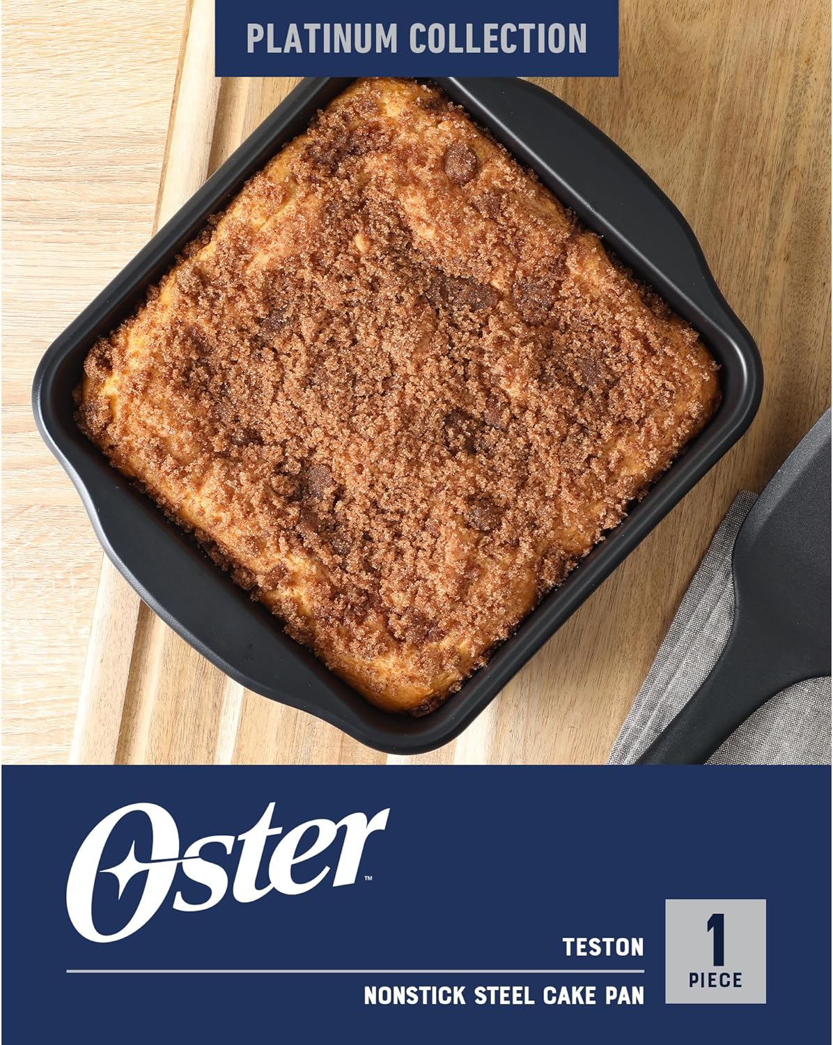 Oster Teston 8" Square Nonstick Carbon Steel Cake/Bake Pan - Matte Black