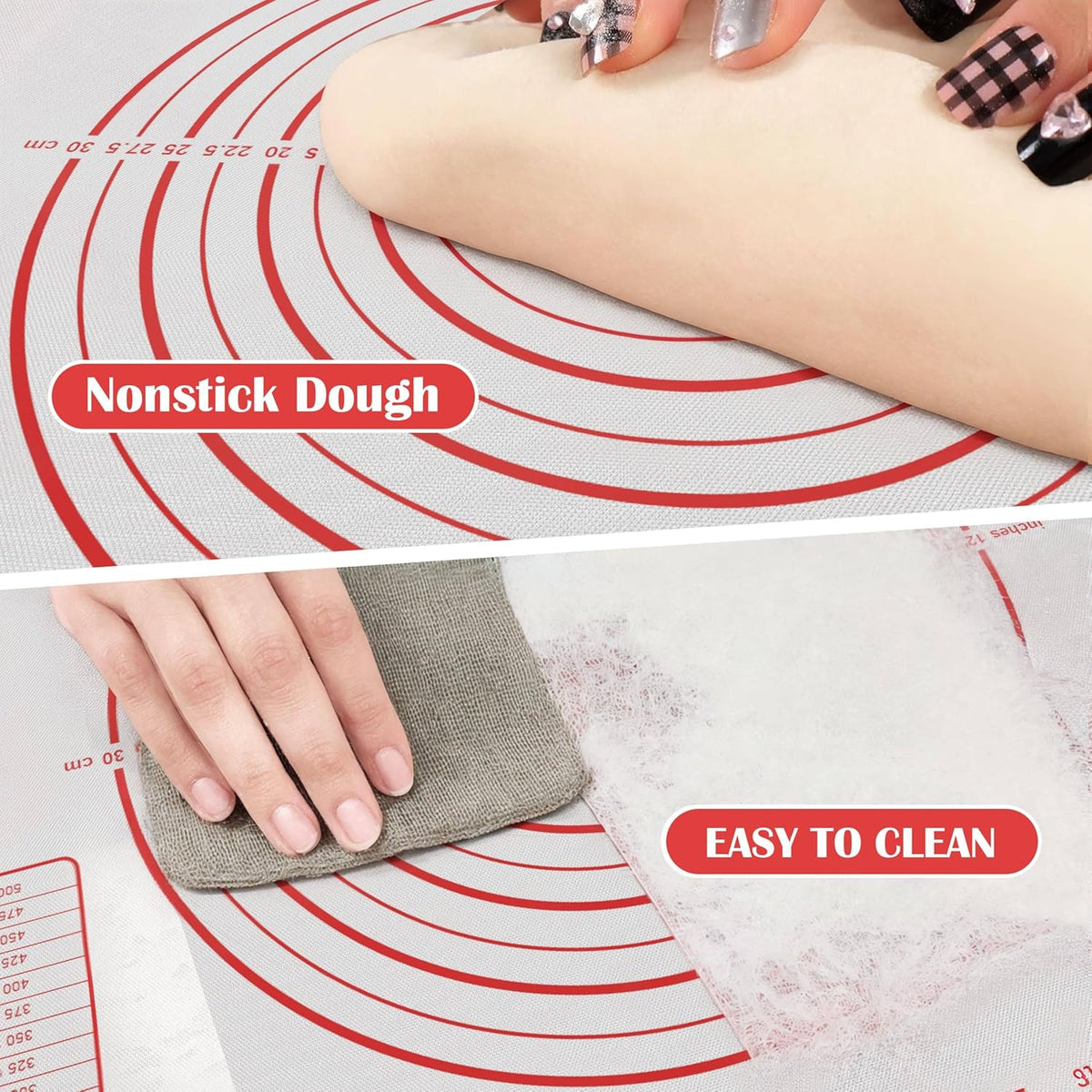 BlueBark 2 PCS - 24"L x 20"W Non-stick Silicone Baking Mat for Pastry & Dough, Sourdough Bread Making Tools, Kitchen Counter, Cooking Enthusiasts