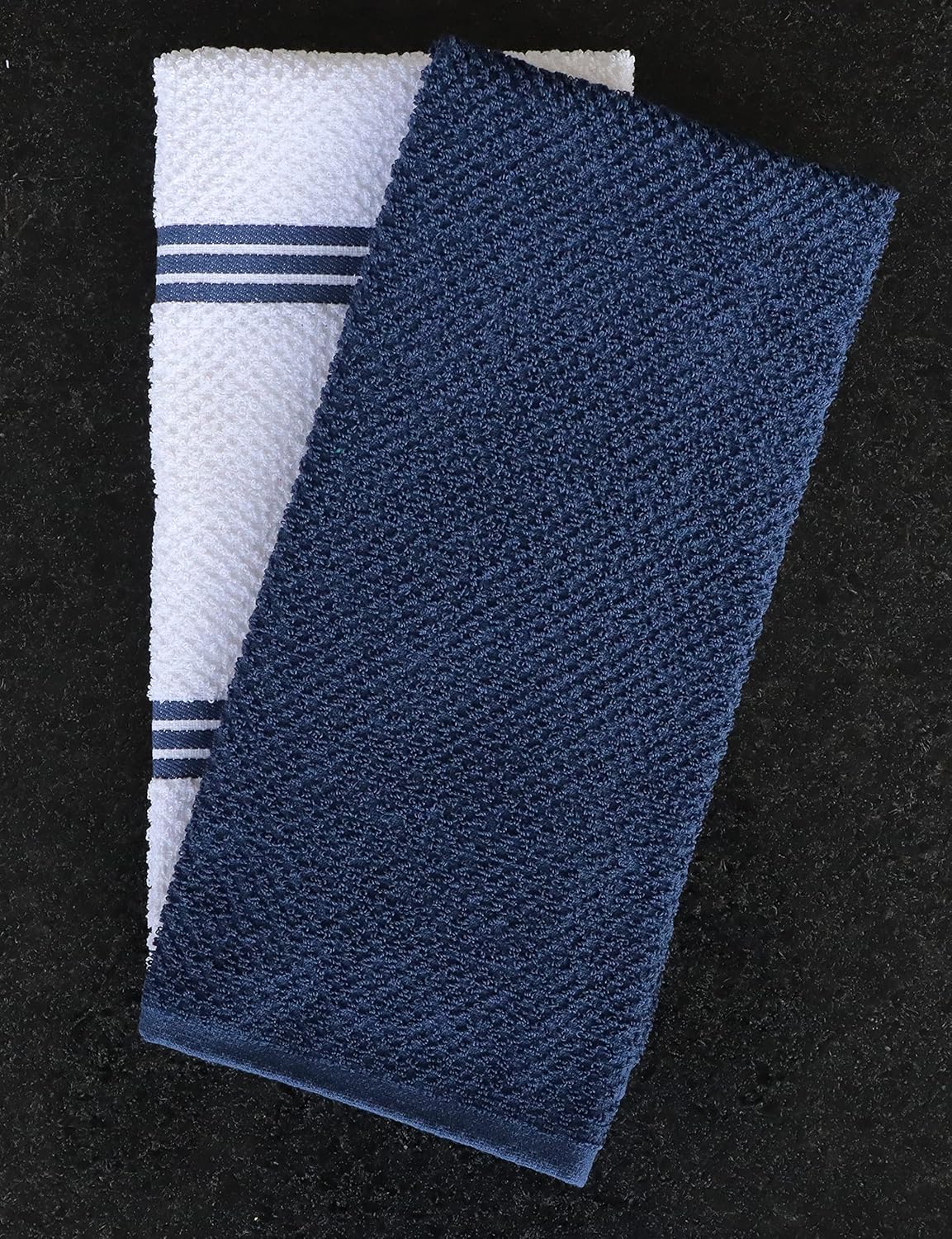 AMOUR INFINI Kitchen Towels Pack of 4 - Absorbent, Quick Drying Premium Cotton Tea Towel - Kitchen Linens 16x28 Inch Dish Towels with Hanging Loop (Blue)