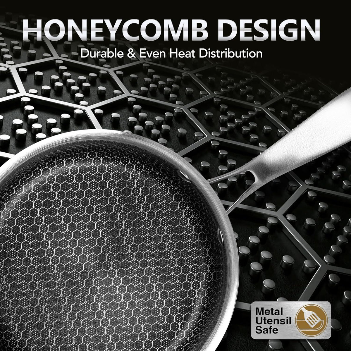 MICHELANGELO 3 Quart Saucepan with Lid, Premium Triple Ply Stainless Steel Sauce Pan with Lid, Sauce Pot with Honeycomb Interior - 3QT