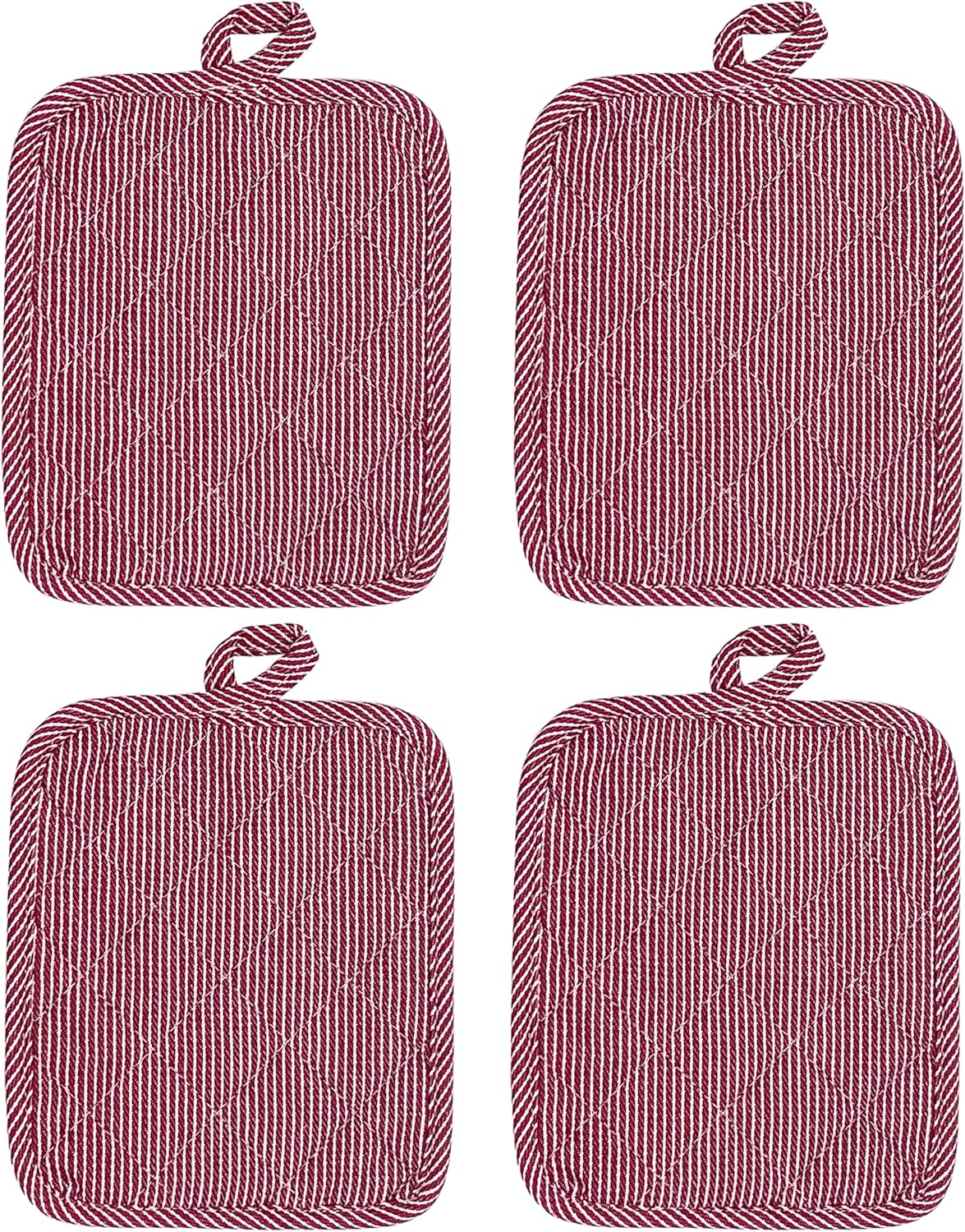 American Linen Pot Holders, Hot Pads, Table Pads for Kitchen and Dining Table, Non Slip Heat Resistant Hot Pot Holder (Burgundy, 4 Pack)