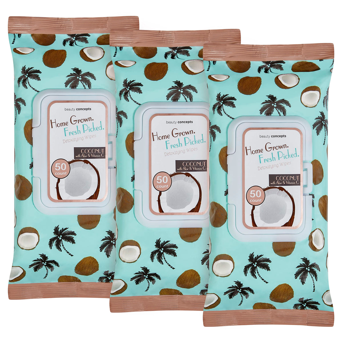 B.C. Beauty Concepts Makeup Remover Wipes – Gentle Facial Wipes for Easy Makeup Removal, 150 Count (Pack of 3), Coconut with Aloe & Vitamin C