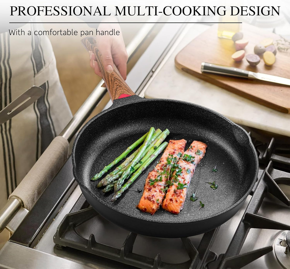 Vinchef 8" Non Stick Frying Pans, Skillet with Lid Used for All Stoves, Induction Non Toxic Cookware, Cooking Pans Nonstick Capable of Kitchen