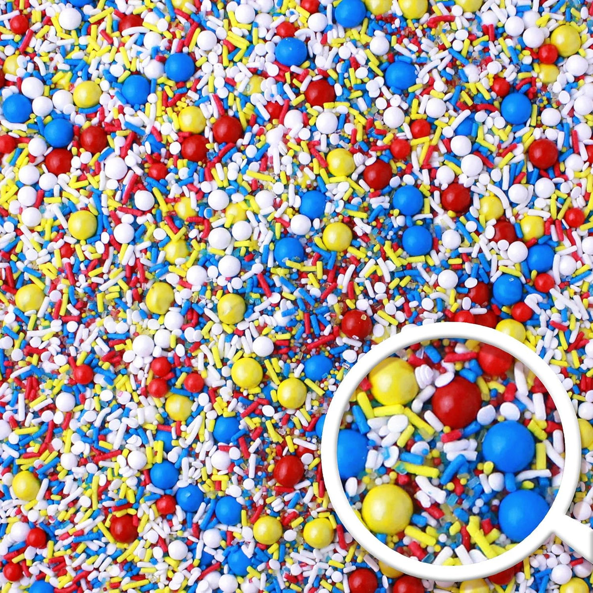 Sprinkle Pop Crash! Boom! Pow! Sprinkle Mix| Red Yellow Blue White Sprinkles| Superhero Cartoon Comic Book Themed Birthday Sprinkles Made in USA for Decorating Cupcakes Cakes Cookies Ice Cream, 2oz