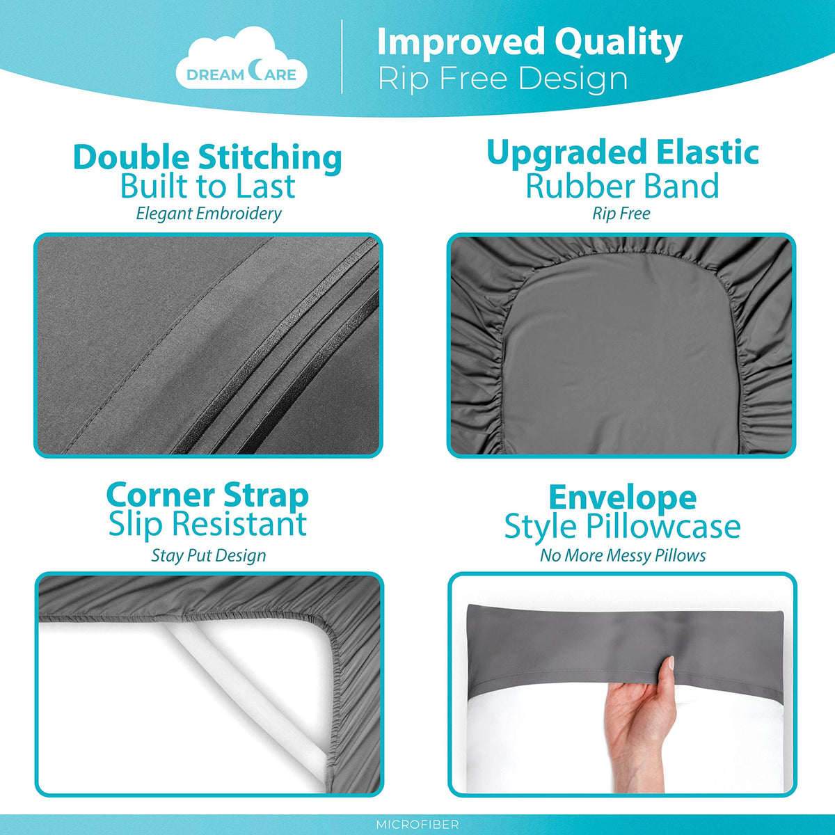 DREAMCARE King Size Sheets Set - 6 pcs Breathable Cooling Sheets King Size