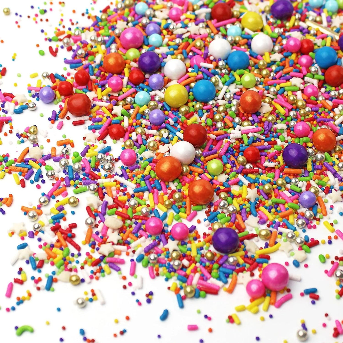 Sprinkle Pop Rainbow Road Sprinkle Mix| Blend of White Red Orange Yellow Green Blue Pink Purple Rainbow Sprinkles Made in USA for Decorating Birthday Cakes Cookie Cupcakes Ice Cream Chocolate,2oz