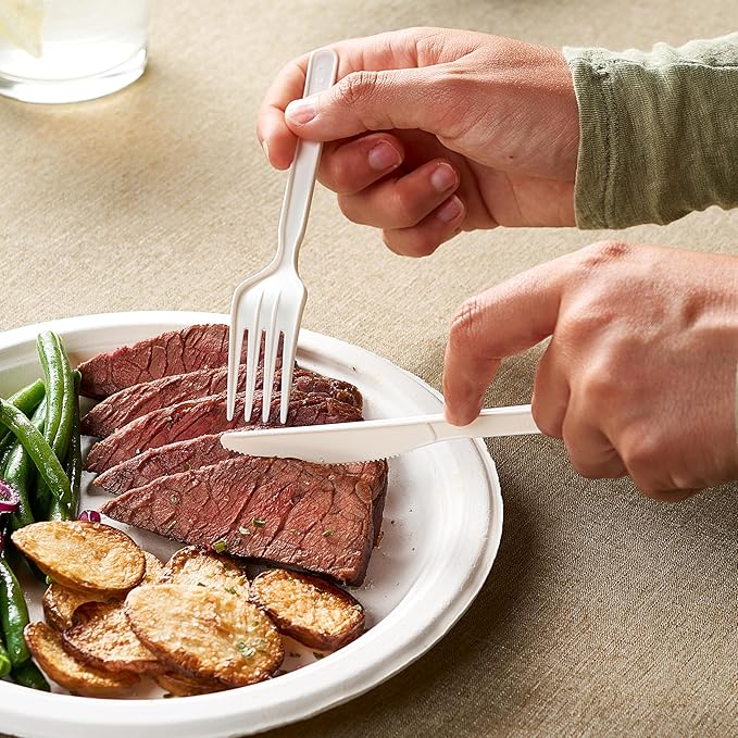 100% Compostable PLA Forks Bulk Pack 400 Pcs Biodegradable Disposable Plastic Cutlery Utensils