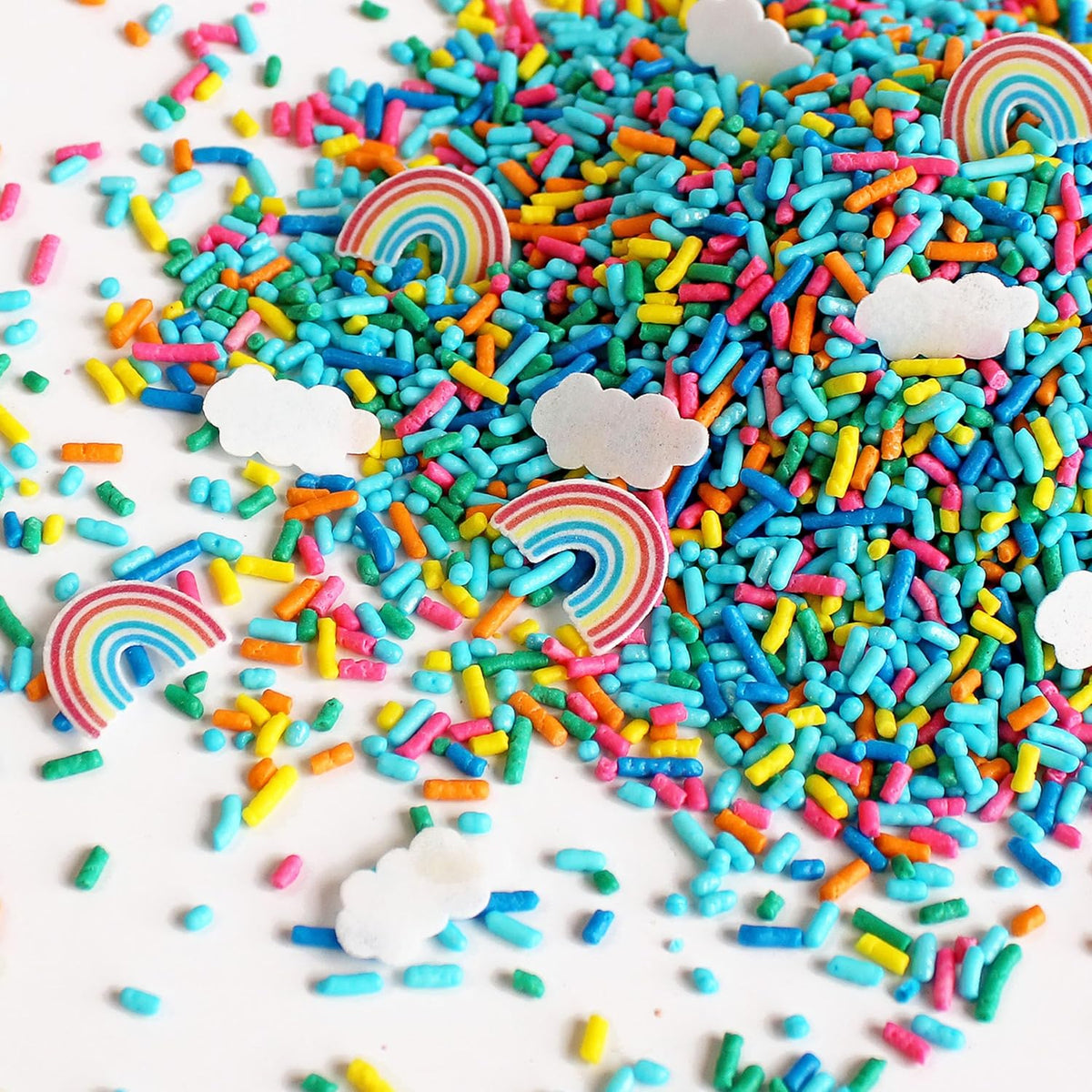 Sprinkle Pop You're My Rainbow Sprinkle Mix| Rainbow Sprinkles Heavy on Blue Jimmies with ~10 Rainbow and Clouds Wafer Papers| Birthday Sprinkles Made in USA for Decorating Cake Cupcakes Cookie, 2oz