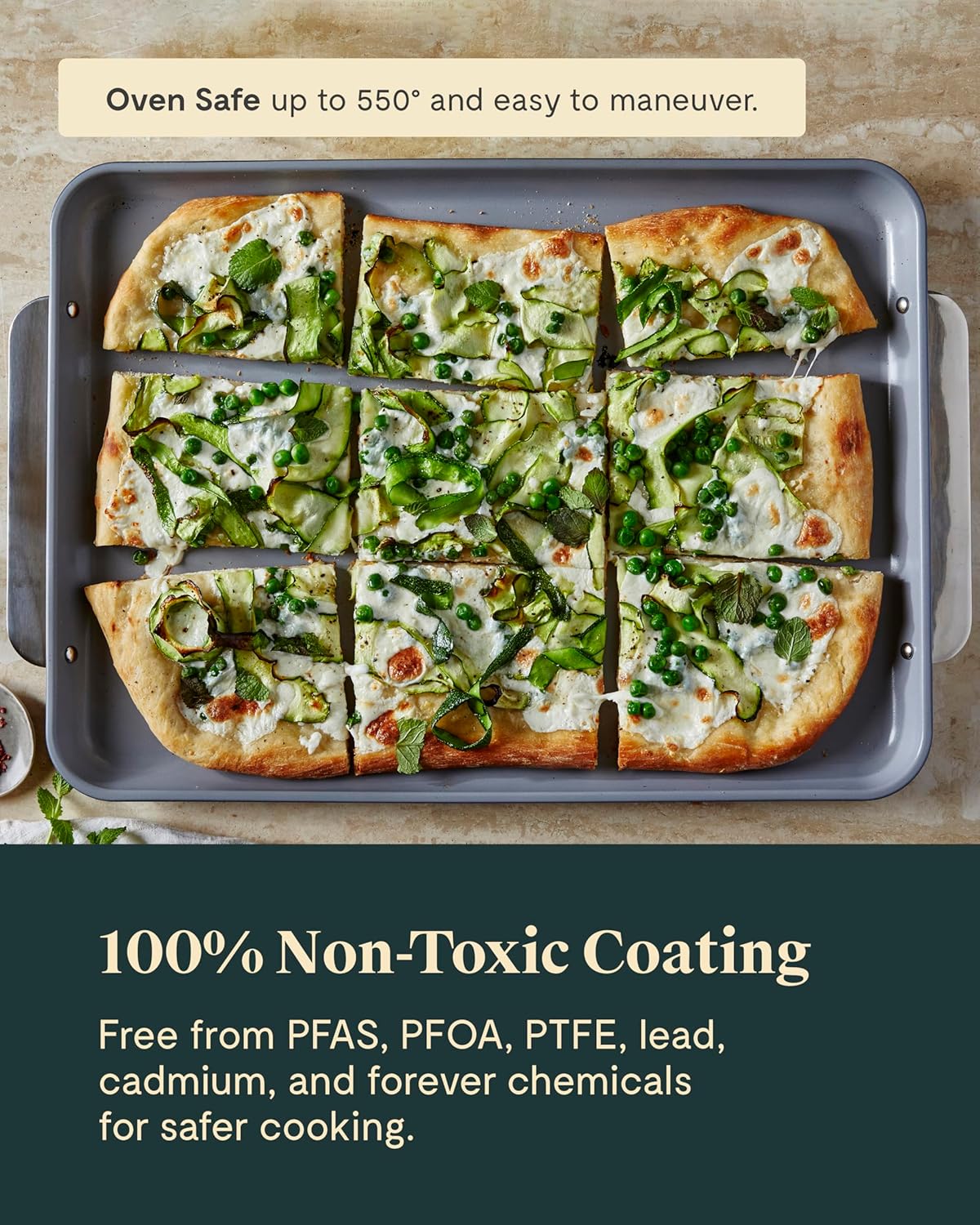 Caraway Non-Stick Ceramic Baking Sheet Trio - Naturally Slick Ceramic Coating - Non-Toxic, PTFE & PFOA Free - 18 x 13 Large, 15 x 10 Medium, & 9" x 13" Small - Black