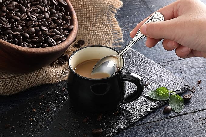 New Star Foodservice 58383 Shell Pattern, 18/0 Stainless Steel, Coffee Spoon, 4.6-Inch, Set of 12