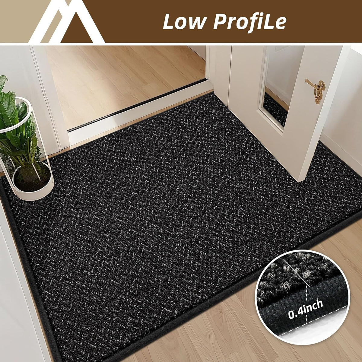 COSY HOMEER-Door-Mat 20" x 32" Non Slip Absorbent Entryway Rugs Dirt Trapper Doormats Washable Entrance Mats Low Pile Welcome Floor Mat for Front Back Door and Entry Mats,Black