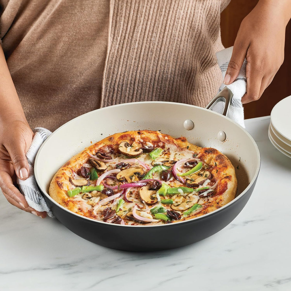 KitchenAid Hard Anodized Ceramic Nonstick Frying Pan/Skillet, 12.25 Inch, Matte Black