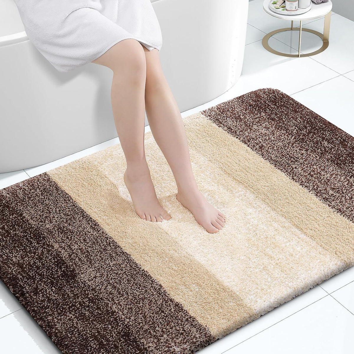 OLANLY Bathroom Rugs Mat 44x32, Extra Soft Absorbent Microfiber Bath Rugs, Rubber Backing, Quick Dry, Machine Washable Bath Mats for Bathroom Floor, Tub and Shower, Home Decor Accessories, Brown