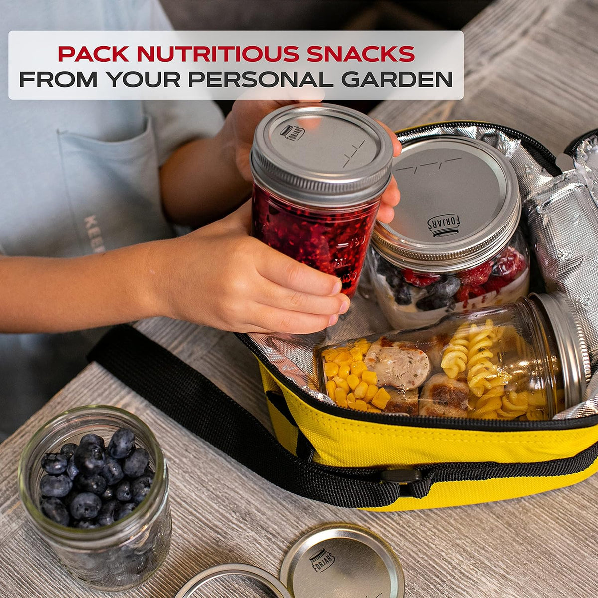 FORJARS - Wide Mouth Canning Lids, 24-Pack – Create Airtight Seals on Mason Jars to Preserve Food for Meal Prep & Emergency Food Storage – 3.4 In. Metal Lids with Silicone Seals – Canning Supplies